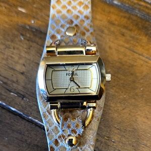 Fossil Gold and Brown Patterned Watch